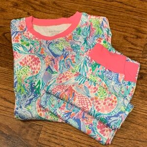 Lilly Pulitzer Kids Pajama Set - Pink and Blue Tropical Print size 10 (NEW)